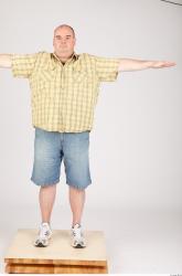 Whole Body Man T poses Casual Overweight Bald Studio photo references
